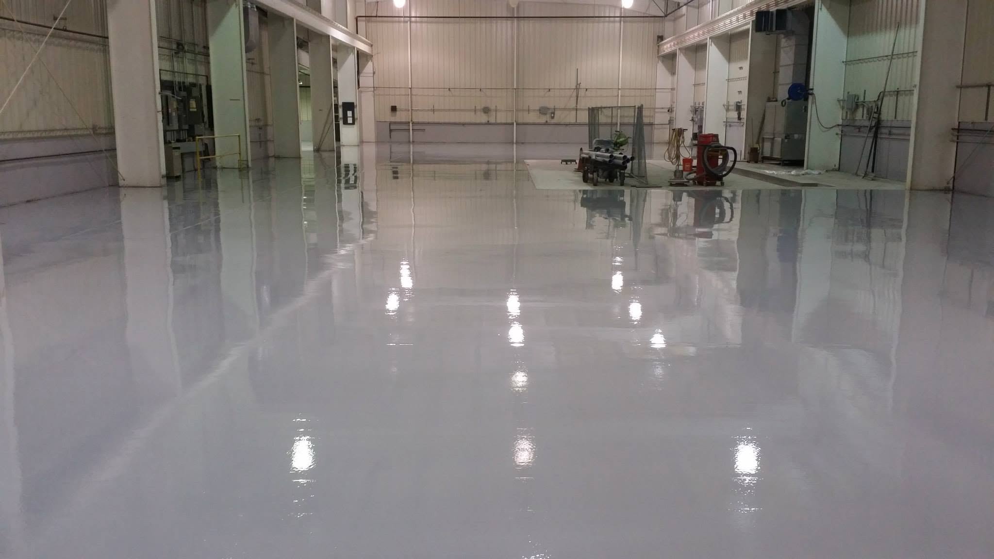 Warehouse floor undergoing a resinous coating installation in Chicopee Massachusetts